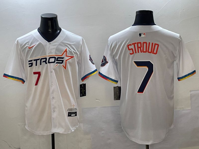 Men Houston Astros #7 Stroud White Fourth generation Joint Name Nike 2025 MLB Jersey style 6